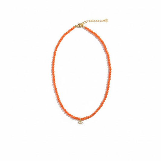 Radiant Coral Eye Necklace