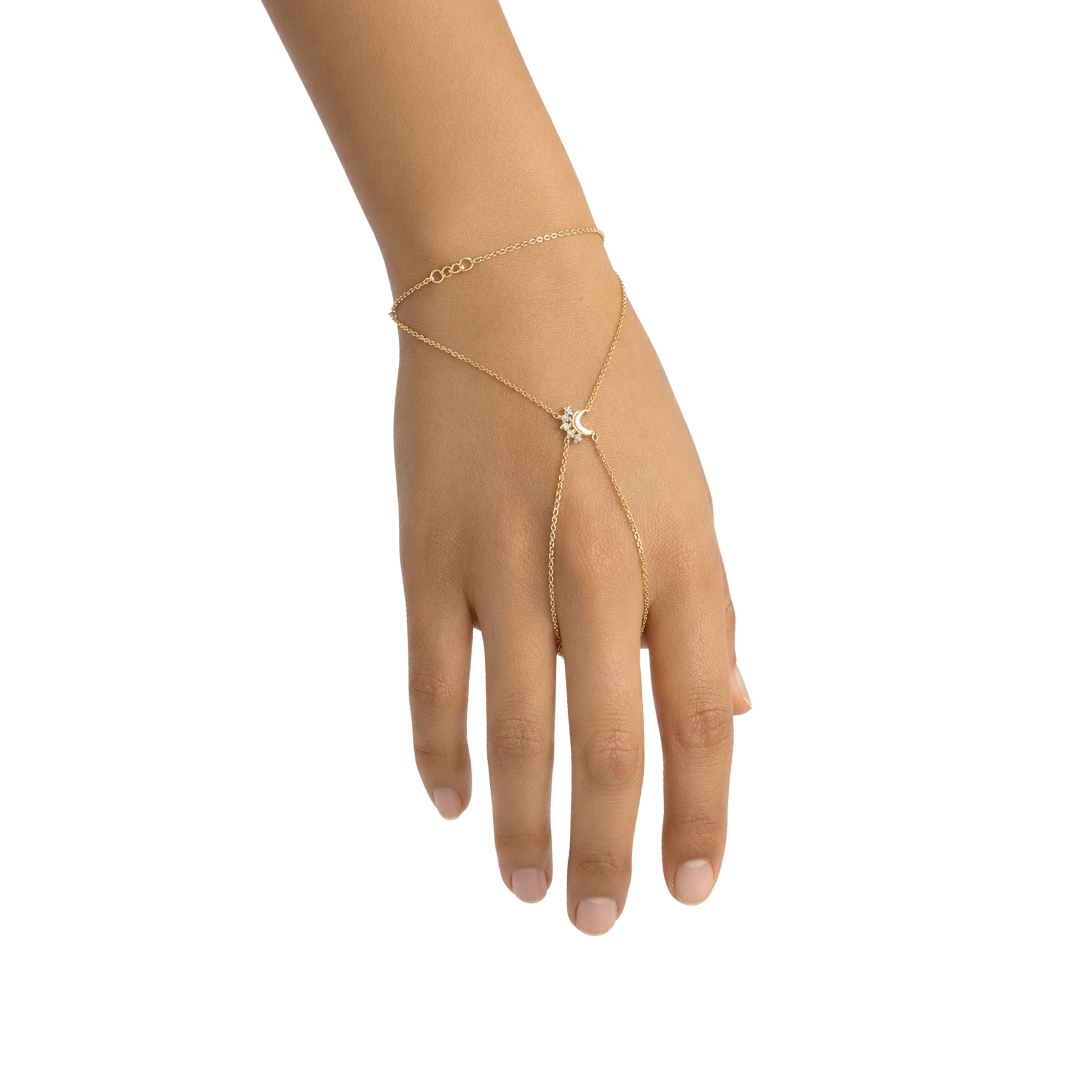 CELESTIAL CRESCENT MOON HAND CHAIN