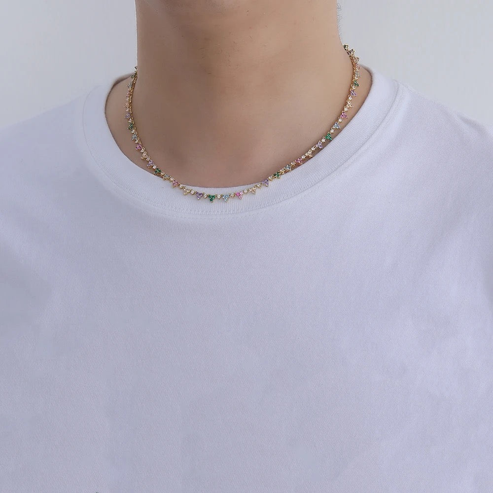 PASTEL RAINBOW TENNIS NECKLACE